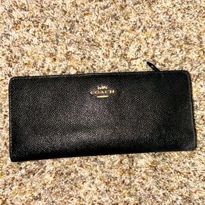 Coach wallet! Clip closure. Black with gold hardware